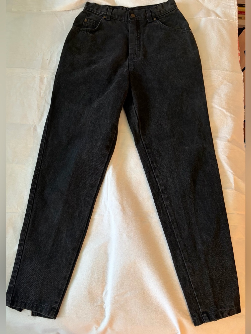 Vintage 579 Levis, Size 9, high waisted black jeans with back ankle zippers